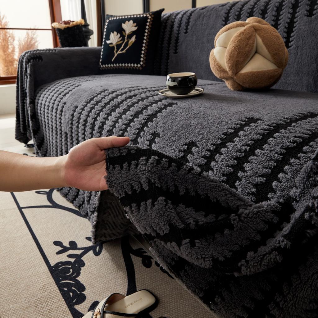 Thicken Graduating Arrows Tuffed Fleece Jacquard Warm Sofa Towel Universal Fluffy Blanket for Living Room Couch Bedding Room