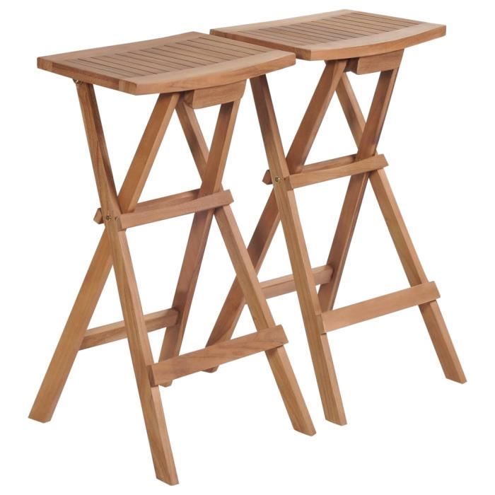 VidaXL Folding Bar Stools 2 Pcs Solid Teak Wood 44727