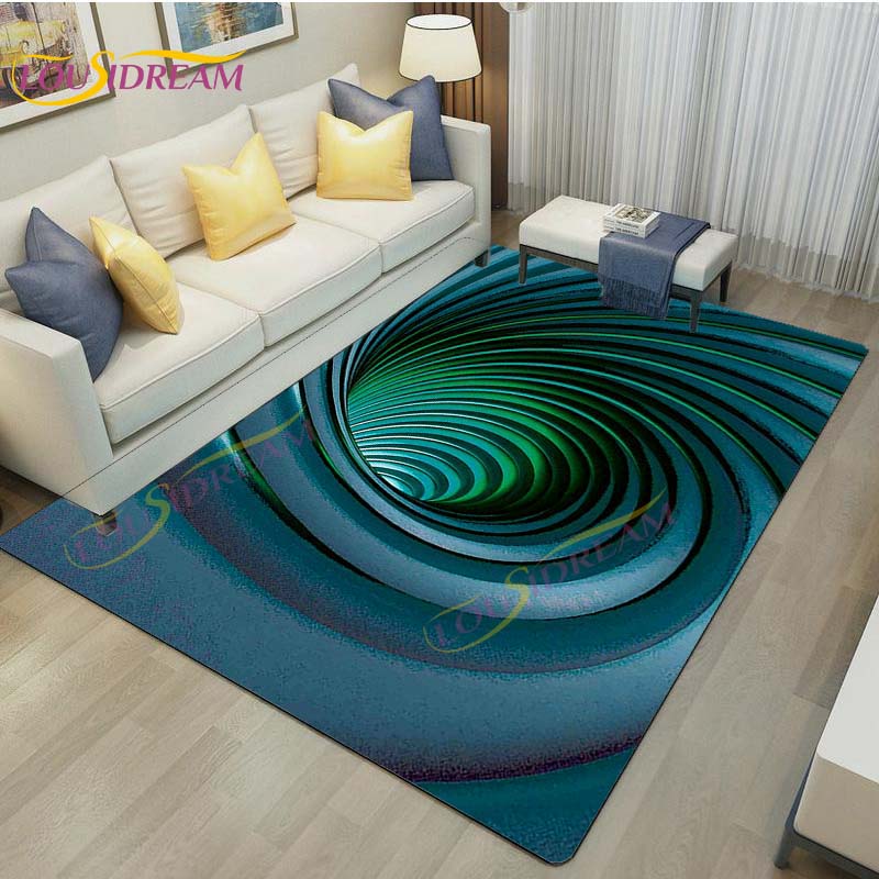 3D Vortex Illusion Rug Abstract Rug Modern Carpets for Living Room Area Rug Non Slip Floor Rug Teen's Rug Game Room Rug Play Mat