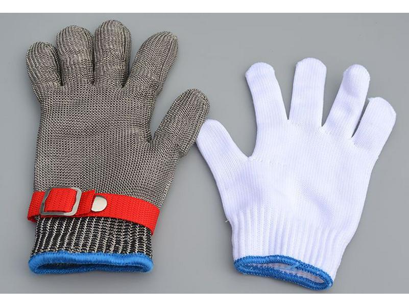 Guante individual de acero inoxidable 316 resistente a cortes de cinco dedos