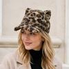 Thickened Baseball Cap Leopard Print Duckbill Cap Fashion Cat Ears Baseball Cap  Autumn
