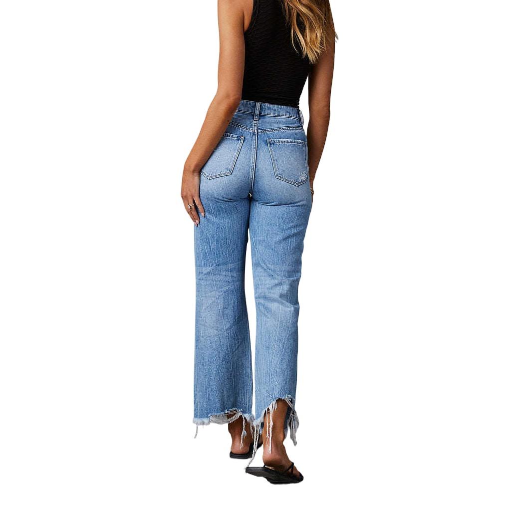 YYFS Moda pentru femei Pantaloni casual cu talie înaltă din denim rupt Pantaloni și pantaloni casual Capris