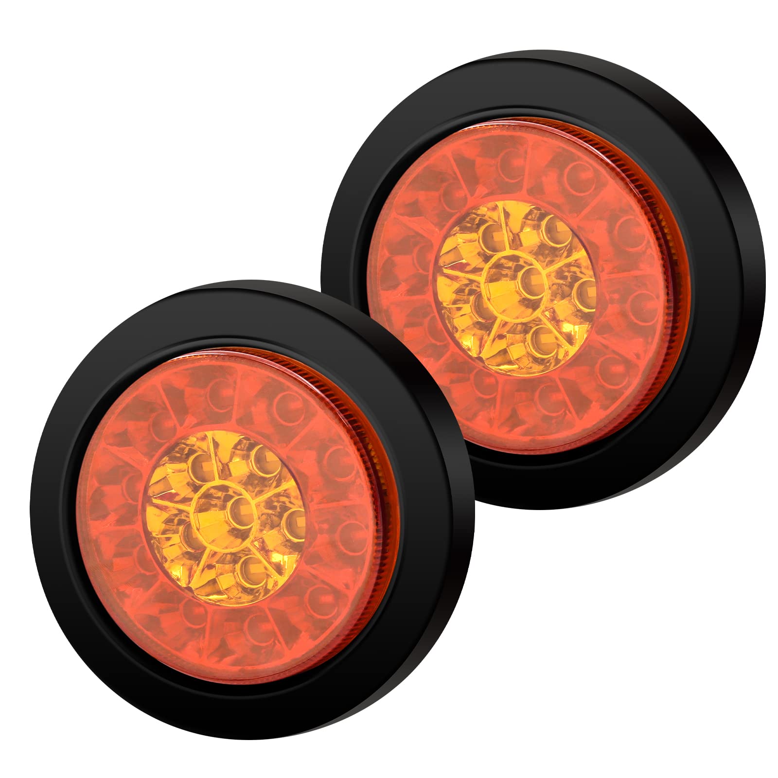 

Biqing Круглые задние фонари грузовика 2 шт. 16 светодиодов Задние стоп-сигналы прицепа Указатели поворота Маркерные огни Крепление на резиновой втулке для 12 В 24 В Трактор Кемпер Фургон Грузовик Автодом