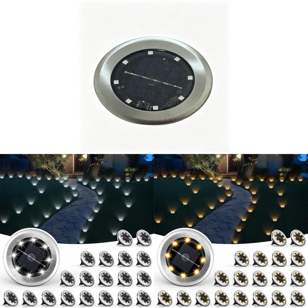 Outdoor Solar Garden Lights With Stainless Steel Embeded Design For Pathway Illumination