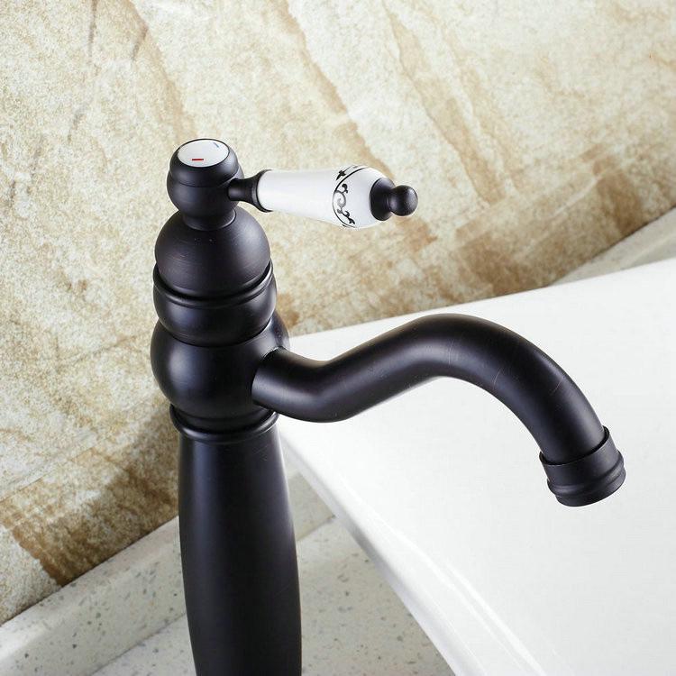 European Antique Swivel Faucet: Hot & Cold Countertop Basin, Single Hole Retro Design
