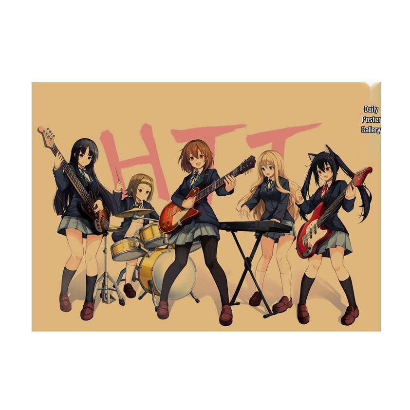 K-ON! Kraft Paper Anime Poster for Dorm, Bar, or Cafe Wall Décor.