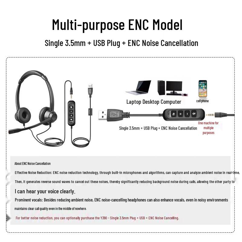 Yijiatong Y390 Professional Call Center Headset (CN version)