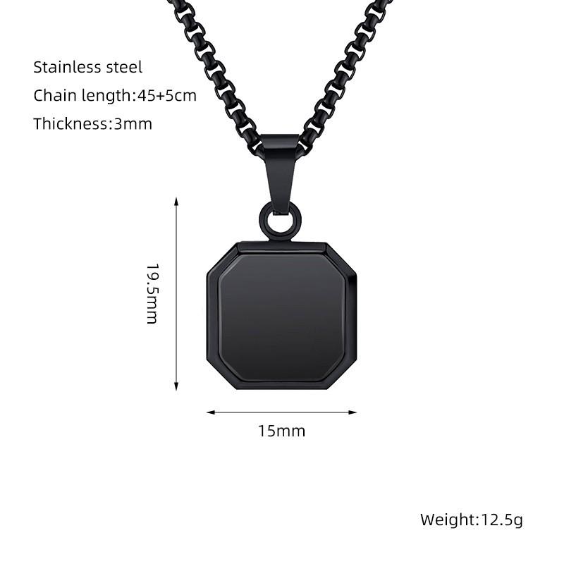 Titanium Steel Geometric Pendant Necklace Men Women Hypoallergenic Fashion Jewelry With Turquoise Accent