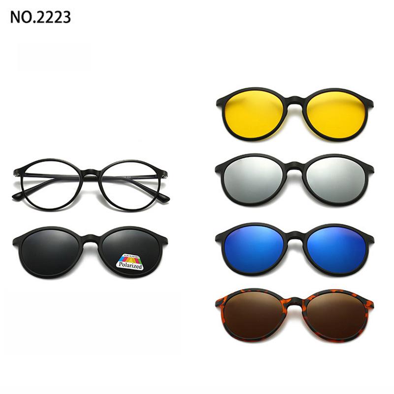 6 In 1 Custom Men Optical Magnetic Sunglasses Magnet Clip On Sunglasses Polaroid Clip On Sun Glasses