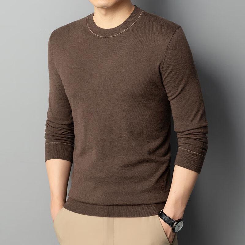 G·TENNA Men's D-HAC3658 100% Wool Crew Neck Pullover Sweater