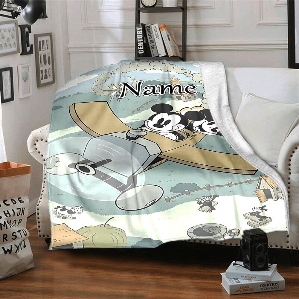 Custom Name Mickey Friends Adventure Blanket for Couch & Bed, Plush Cozy Fuzzy Blanket Super Soft & Warm Blankets for Fall and Winter. 090827