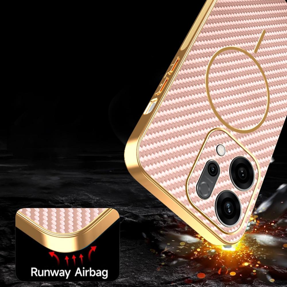 Pro Oppo Reno14 5G (Globální) Pouzdro Zadní kryt z TPU s texturou karbonových vláken a galvanickým pokovením