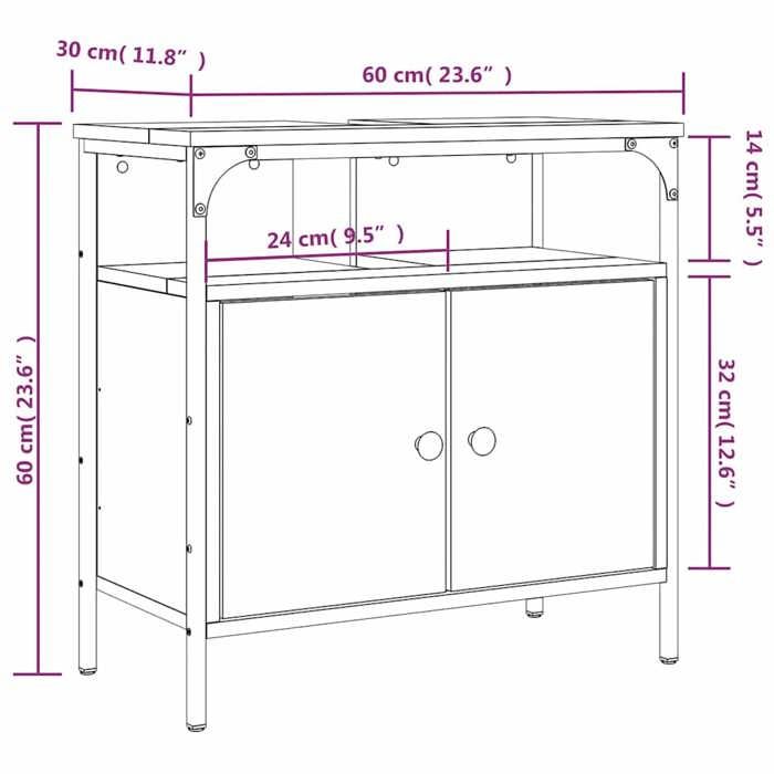 VidaXL Bathroom Sink Cabinet, Under-Sink Cupboard with Door, Storage Unit, Toilet Organizer 842439