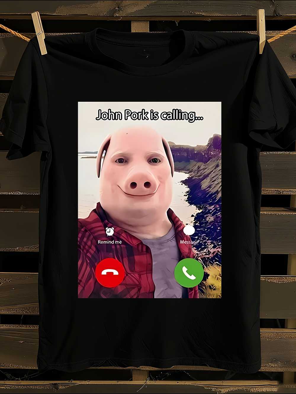 

s Funny John Pork Is Calling Pig Meme T-Shirt Mens Tshirt Womens Tshirts with Letters Print Short Sleeves T-Shirt Casual Street Tee Shirt Top XXL