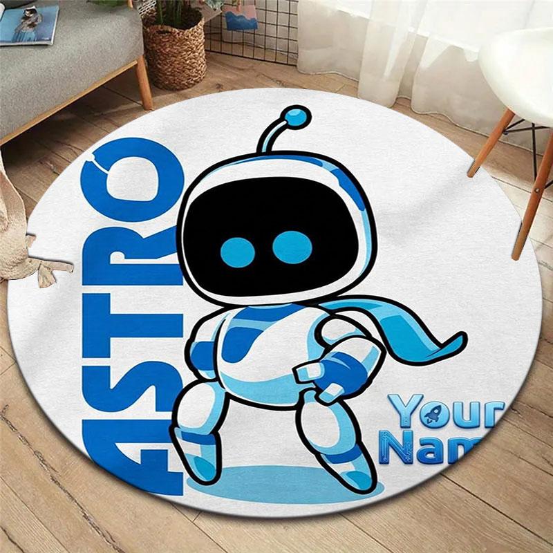 ASTRO BOT Custom Name Round Area Rug,Carpet Rug for Living Room Bedroom Sofa Playroom Decor,Non-slip Floor Mat