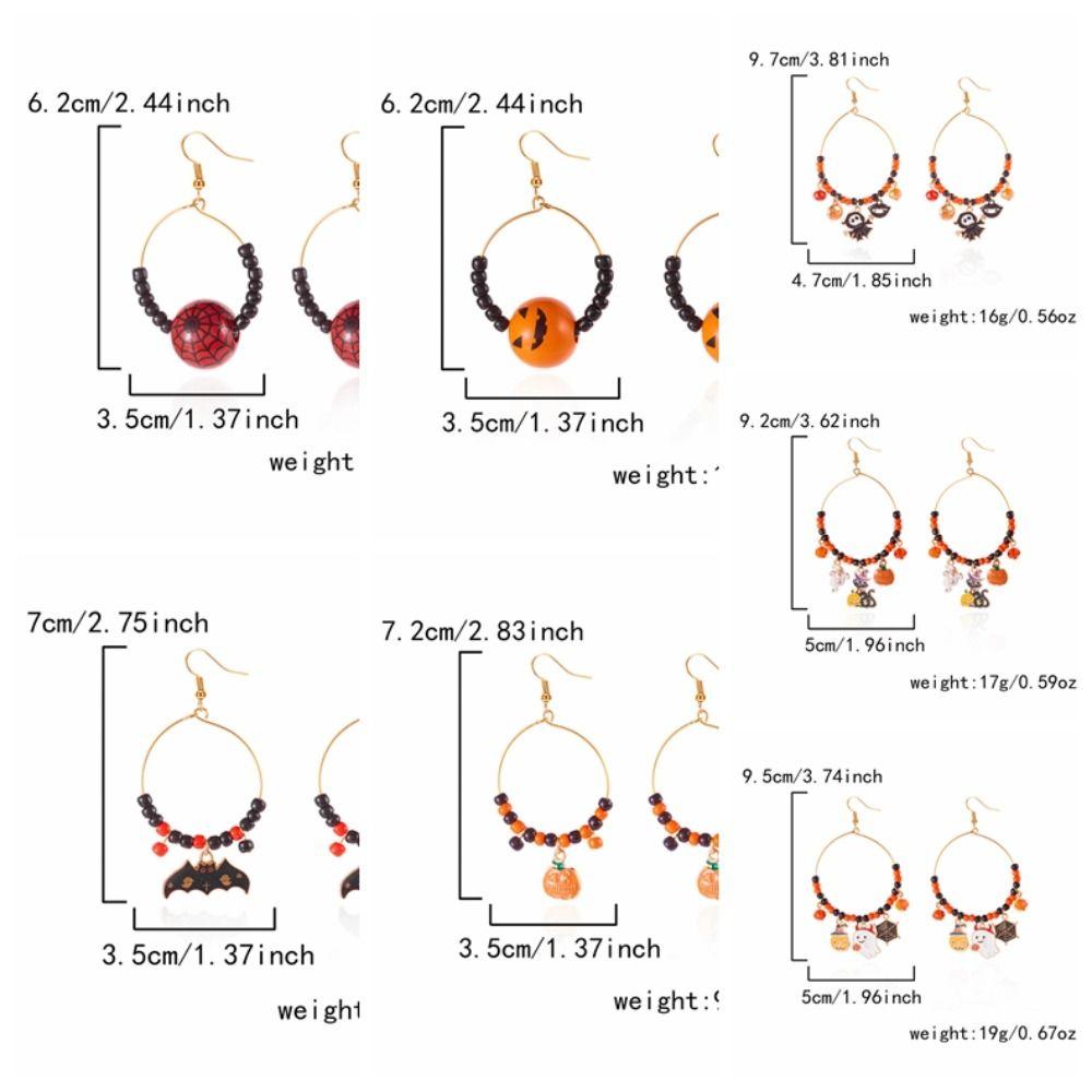 Circle Halloween Earrings Skull Ghost Dangle Earrings Fashion Pumpkin Hoop Earrings Holiday