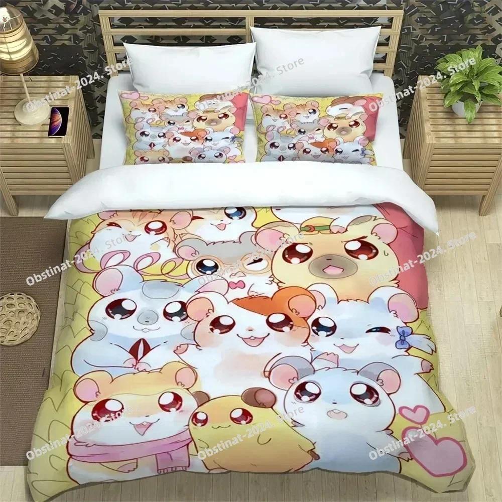 3D Printing Cartoon Lovely Hamtaro Bedding Set Duvet Cover Pillow Set Birthday Gift Boys Quilt Cover Bedding Home Textiles