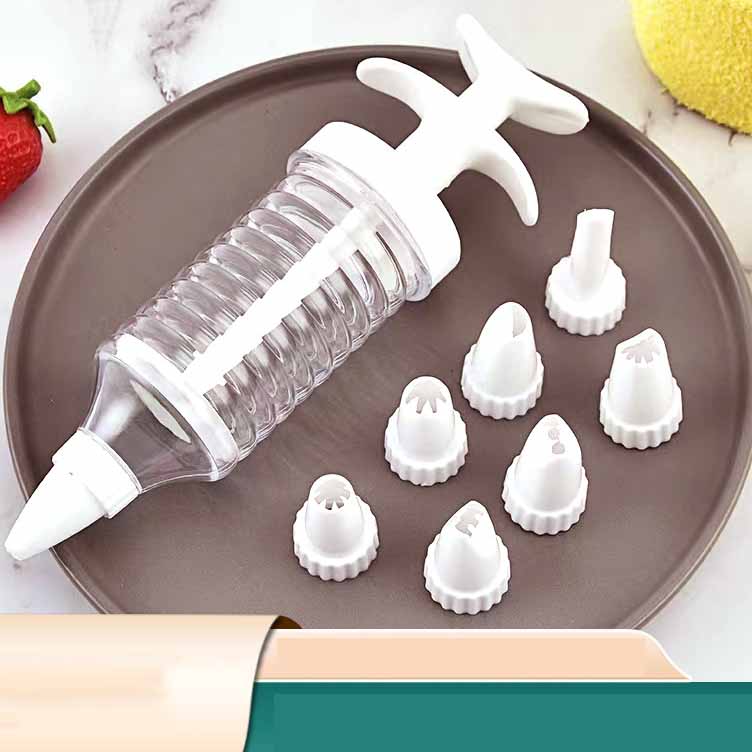 8 Nozzles Cake Decorating Gun Multi-Purpose Icing Sugar Frosting Tool with Tips Buttercream Cookie Cupcake Pastry