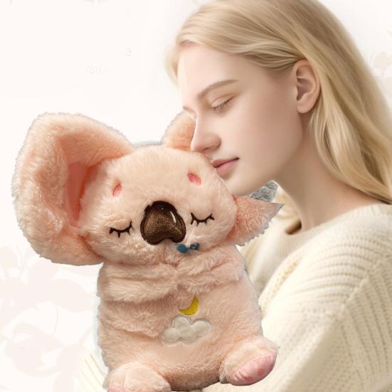 Baby Koala Plush Sensory Toy Anxiety Relief Stuffed Animal 5-Speed Breathing Light & Moving Ears Machine Washable Doll with Soothing Music
