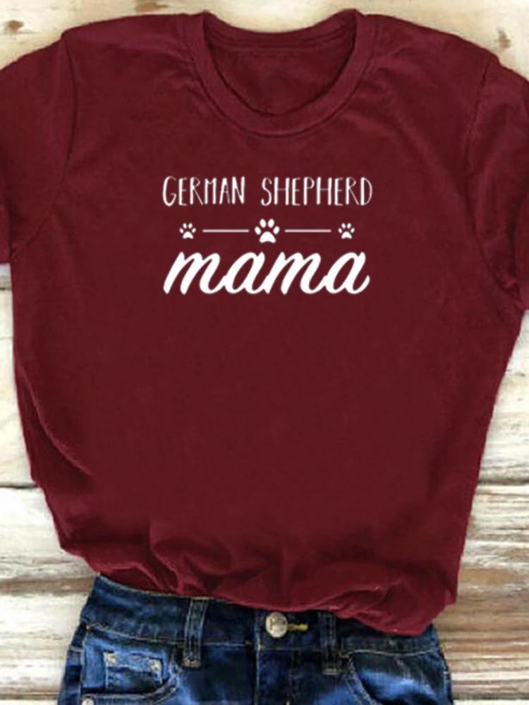 GERMAN SHEPHERD Mama Letter Print T Shirt Women Short Sleeve O Neck Loose Tshirt Ladies Summer Women Tee Shirt Tops