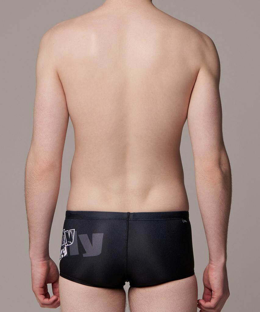 Laelliseupocheu [Osmr680 Blk] Big Logo Sturdy Short Square Regular Men'S Swimsuit Black
