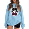 Women's Neck Long Sleeve Casual Loose Fit Sweatshirt Pullover with Color or Small Halloween Print