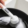 Kitchen Dish Brush Long-Handled Rotating Pot Brush for Kitchen Use Pot Scrubber Oil-Resistant & Non-Scratch Multi-Purpose