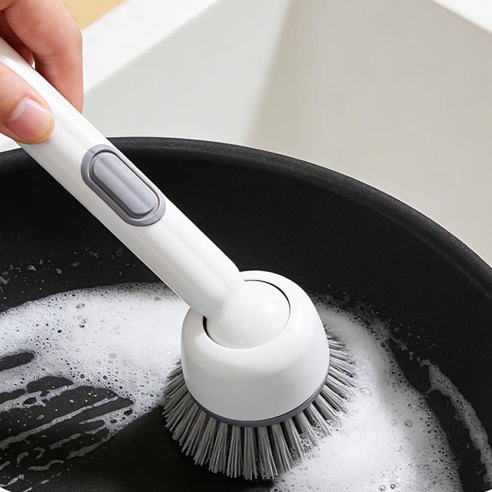 Kitchen Dish Brush Long-Handled Rotating Pot Brush for Kitchen Use Pot Scrubber Oil-Resistant & Non-Scratch Multi-Purpose CN