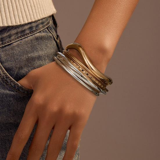 7 Pcs Gold Silver Bangle Bracelet Set for Women Multi Layer Stackable Cuff Bracelets Minimalist Boho Bangle Jewelry Gift for Her