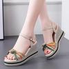 Slope Heeled Sandals for Women In the Spring and Summer of 2026 Fashionable Color Blocked Butterfly Bow High-heeled Sandals
