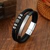Multi Layer Braided Leather Bracelet For Men With Great Wall Pattern Design Wristband Jewelry