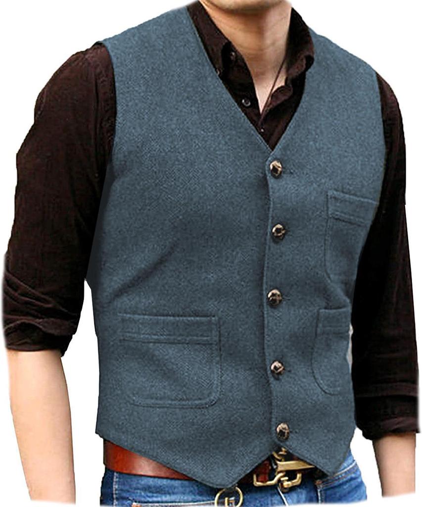 Men's V-Neck Wedding Vest - Perfect for Groom or Best Man