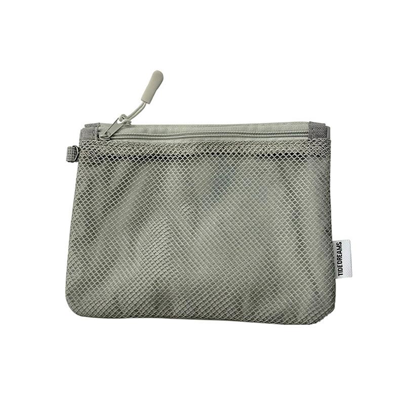 Travel Makeup Storage Bags  Mesh Coin Purse Simple Portable Mini Bag Multi-Purpose Square Bag Double-Layer Zipper Card Holder