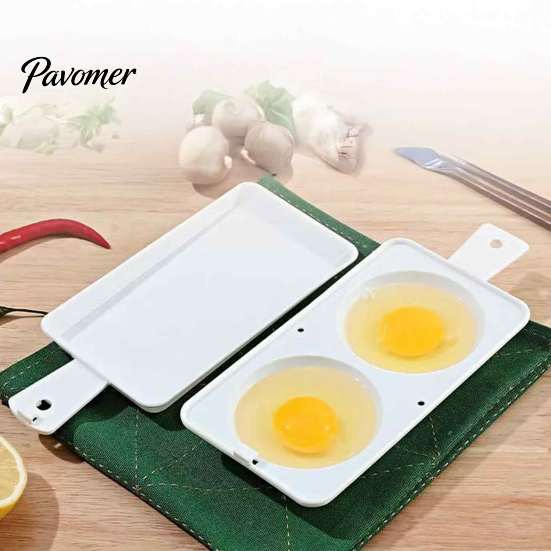 Oil Free Egg Cooker Microwave Poacher, 2‑Cavity Steamer with Lid & Handle, Food Grade Plastic Maker Boiler Mold, Quick Breakfast Kitchen Gadget for