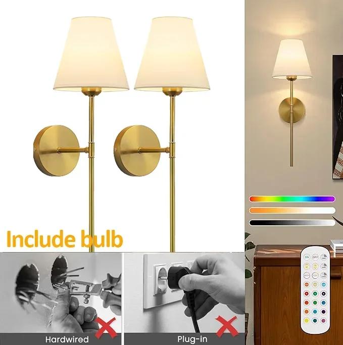 

Светодиодный перезаряжаемый настенный светильник RGB-лампочка съемный беспроводной настенный декор для спальни, коридора, прихожей, внутренний светильник, прикроватный светильник 2pcs