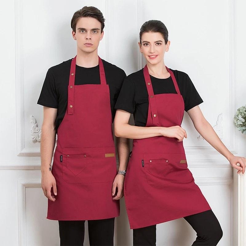 Waterproof Kitchen Apron Perfessional Kitchen Apron Restaurant Shop Waiter Work Uniform Women/Men With Pockets Cleaning Pinafore