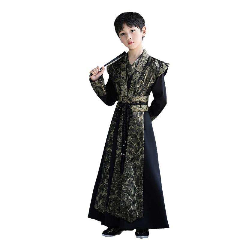 Spring 2026 Hanfu Boys' Ancient Costume - National Style Wuxia Tang Suit for Kids