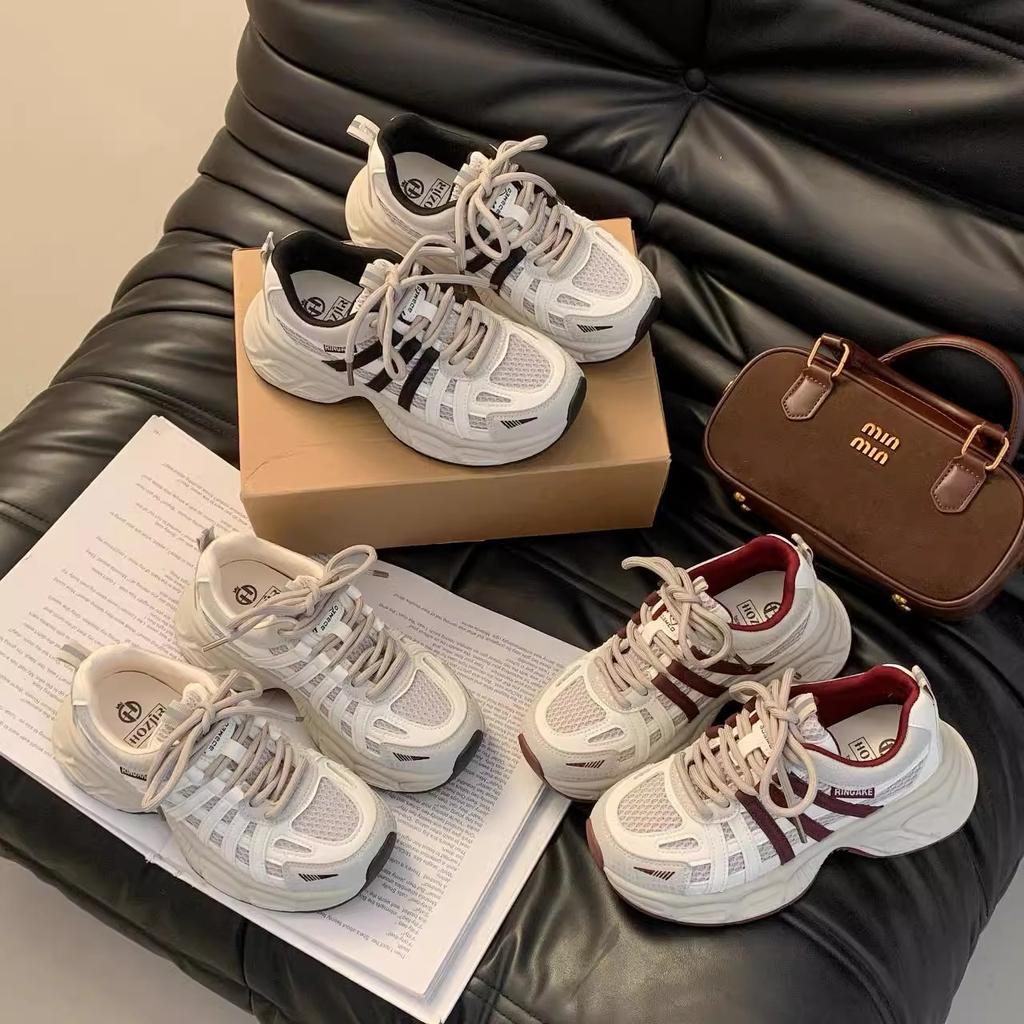 Retro versatile platform dad shoes women's 2025 new small height increase comfortable and lightweight casual sports shoes