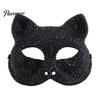 Luxury Rhinestone Costume Mask Full Halloween Mask, Sparkling Skull And Cat Face Carnival Adjustable Elastic Straps for Theme Dances Decorative Party
