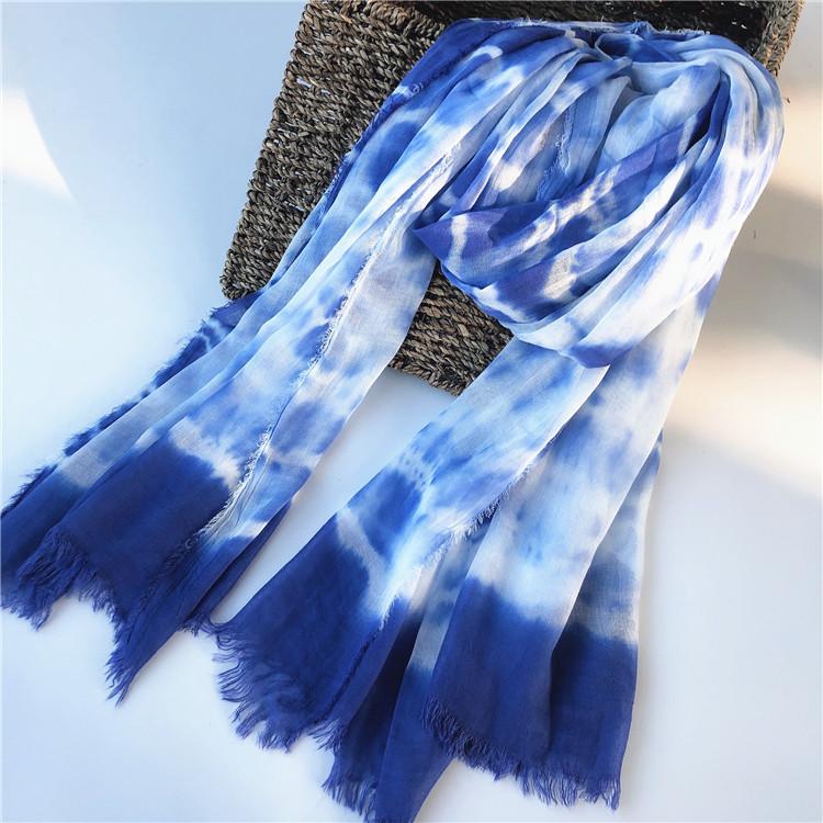 Modal Schal Batik Blaufärbe-Serie Temperament Schal Sommerausflug Sonnenschutz Sonnencreme Strandtuch