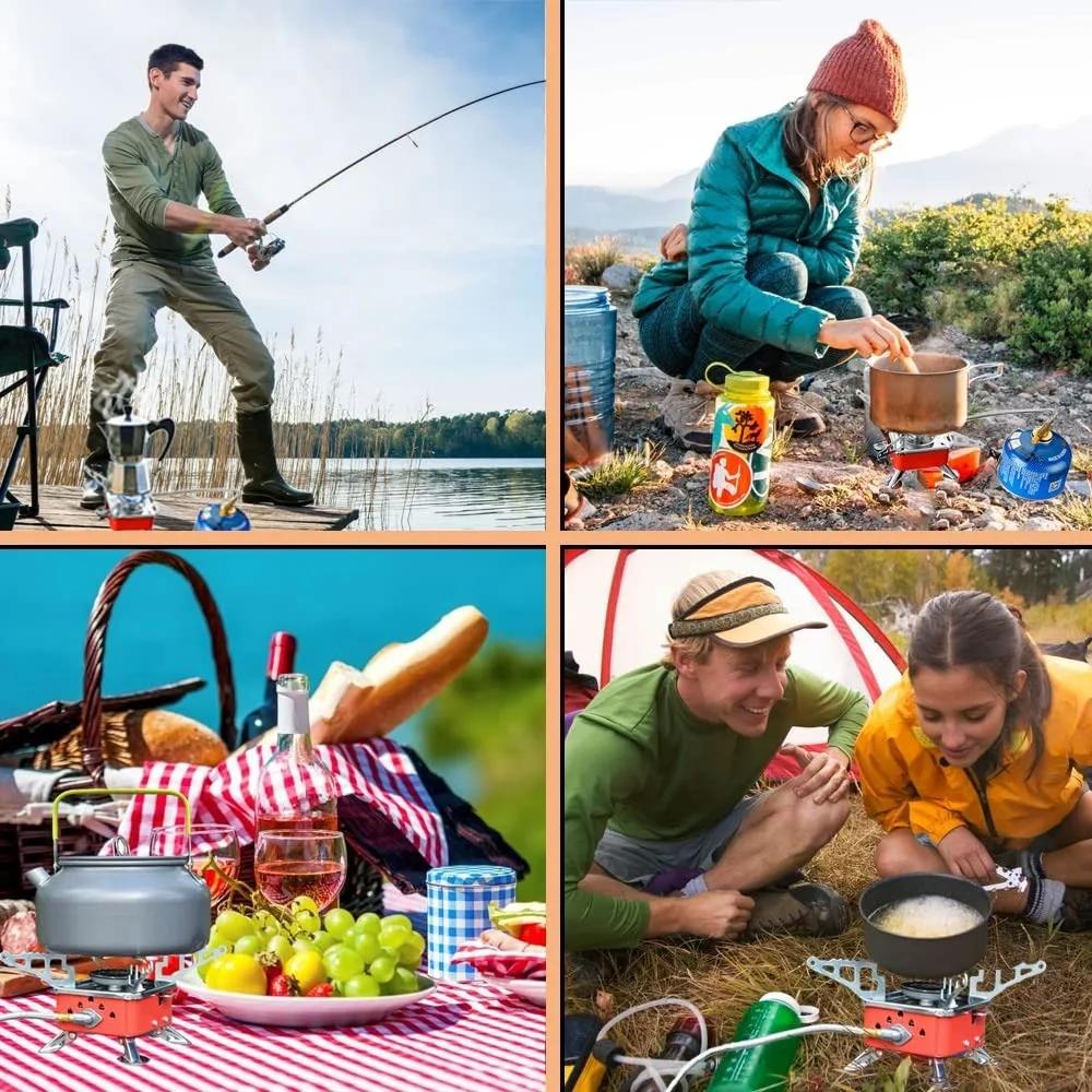 Mini Collapsible Camp Stove Portable Folding Gas Stove Card Camping Cooking Utensil Save Space Travel Cookware Hiking Equipment