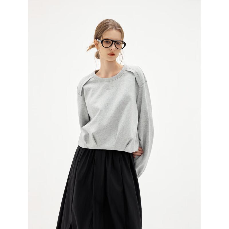 ELLE French Pleated Round Neck Sweatshirt