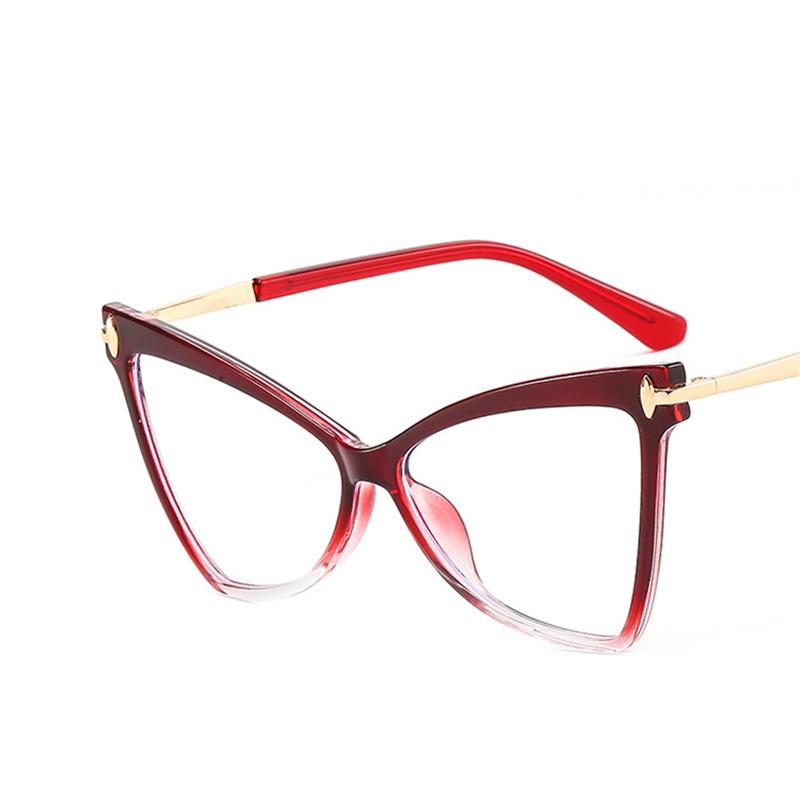 Cat Eye Oversized Glasses Frame TR90 Lightweight Fashion Butterfly Computer Glasses Triangle Eyewear for Women