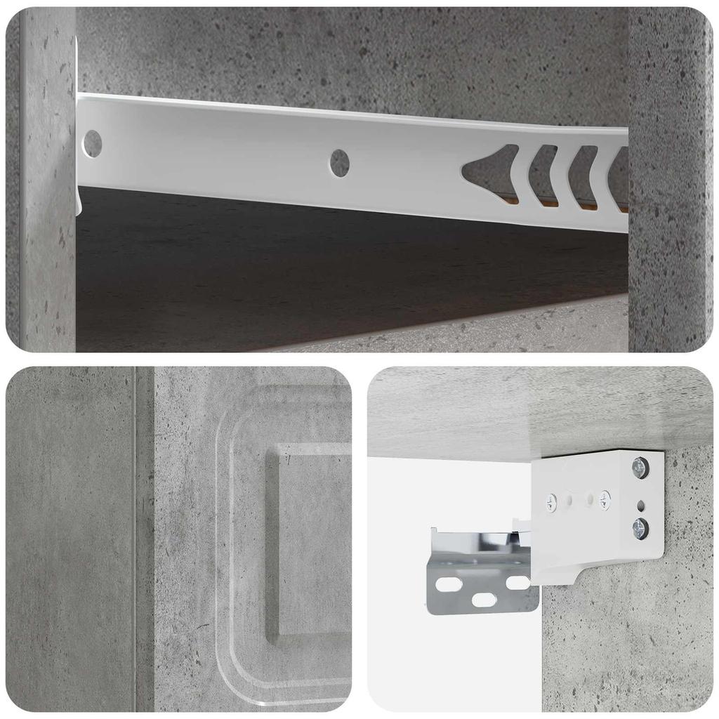 Wall Mounted Nightstand Concrete Grey 34.5 x 33 x 20 cm