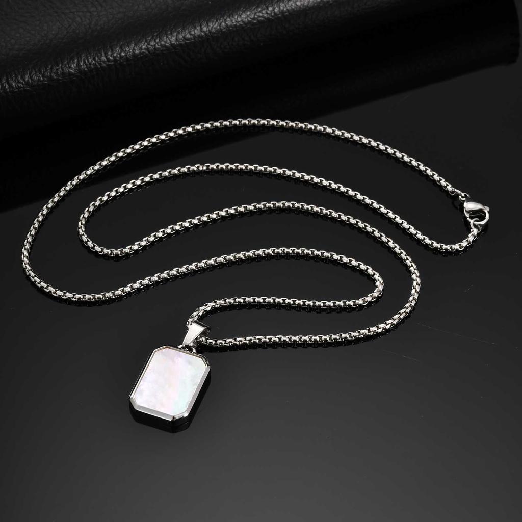 Classic Geometric Dog Tag Pendants Necklace for Men Women Stainless Steel Silver Cool Casual Street Jewelry