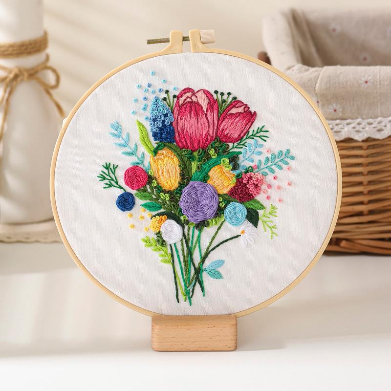 New Diy Handmade Embroidery Material Bag Flower Bouquet Hand Bouquet European Love Lover