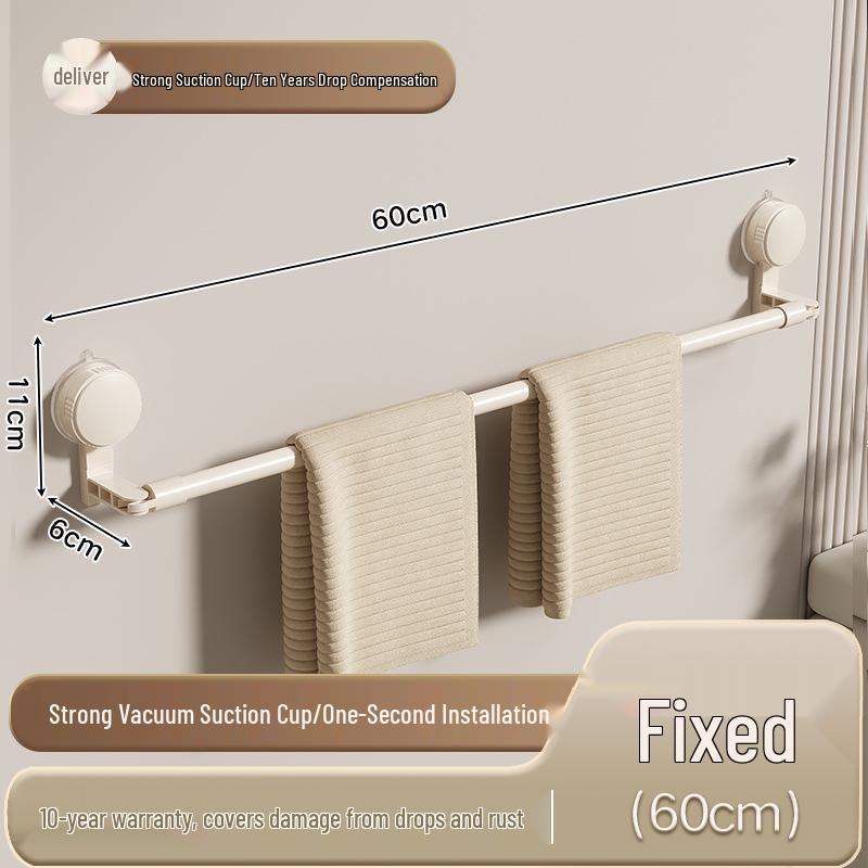 Teleskopischer Handtuchhalter mit Saugnäpfen ohne Bohren und Ablage für Badezimmer