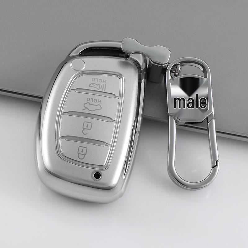 Hyundai Tucson L Quicksand Silver 4-Button Key Case - Korean Car Interior Protective Shell