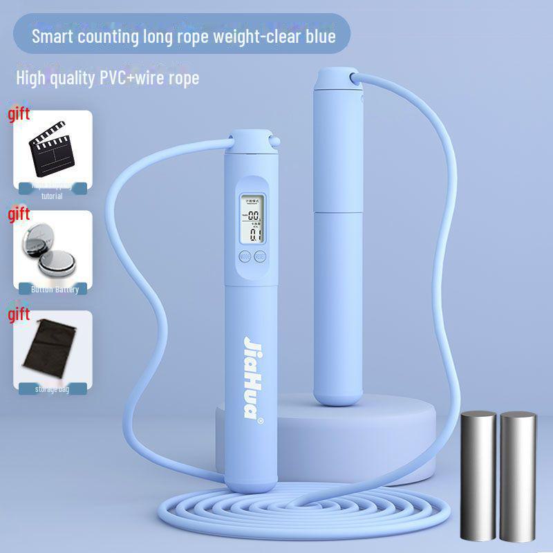 

Регулируемая скакалка с утяжелителем для фитнес-тренировок при подготовке к экзаменам в старшей школе Wire Rope + Handle Weight 270g небесно-голубой