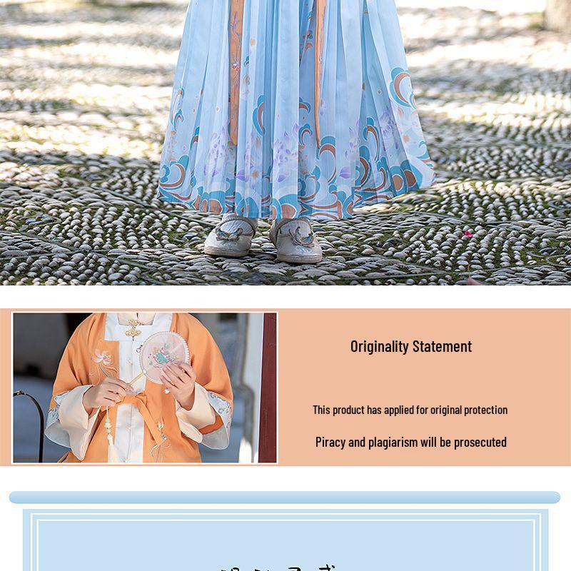 Hanfu Girls' Spring & Autumn Three-Piece Tang Suit: Chinese Style Fairy Ming Dynasty Children's Clothing